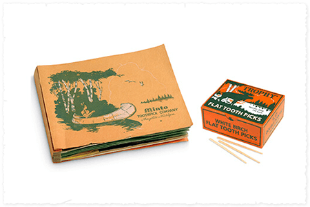 Two boxes of toothpicks with vintage design