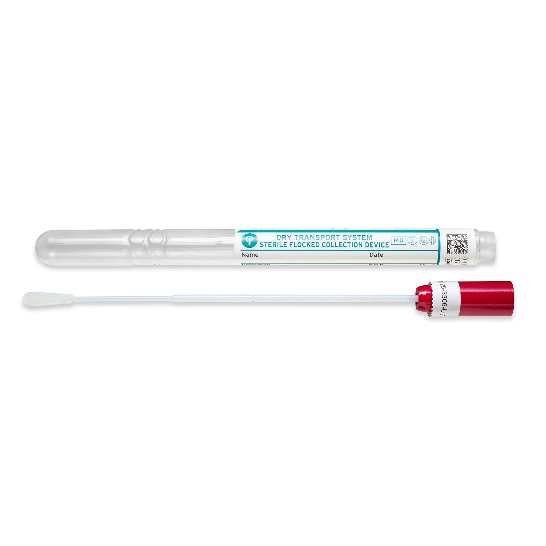 25-3306-U BT - PurFlock Ultra 6’’ Sterile Standard Flock Swab w/Plastic Handle & Dry Transport Tube