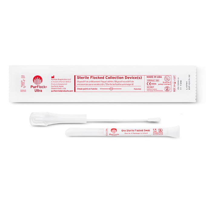 PurFlock Ultra 6" Sterile DNA-Free Standard Flock Swab w/Plastic Handle & Tube