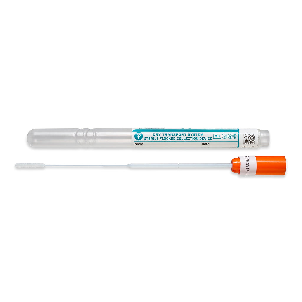 25-3317-H BT - HydraFlock 6’’ Sterile Ultrafine Flock Swab w/ Plastic Handle (100mm breakpoint) & Dry Transport Tube