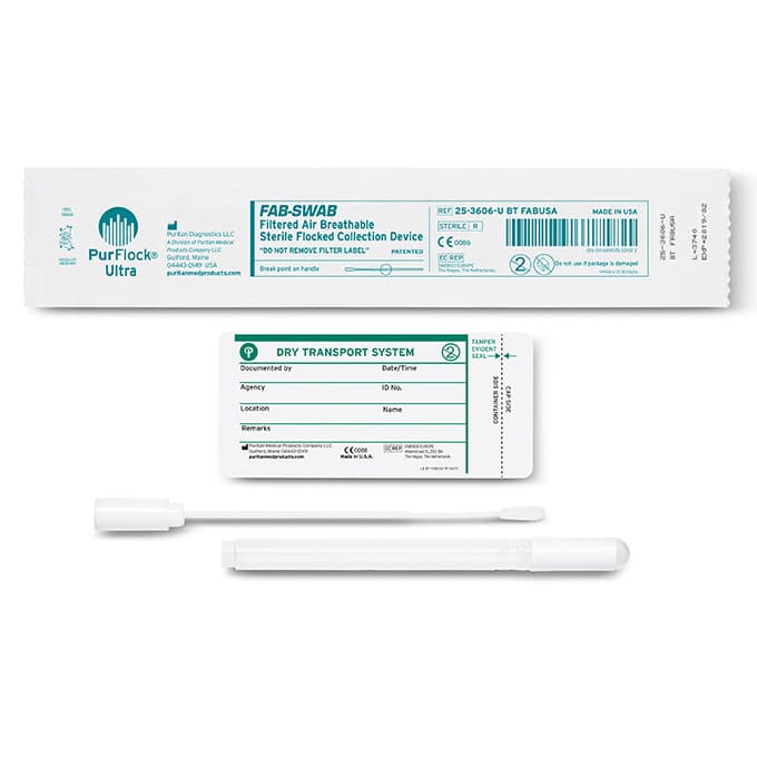 Fab-Swab 6" Sterile DNA Controlled Elongated Flock Swab & Dry Transport Tube