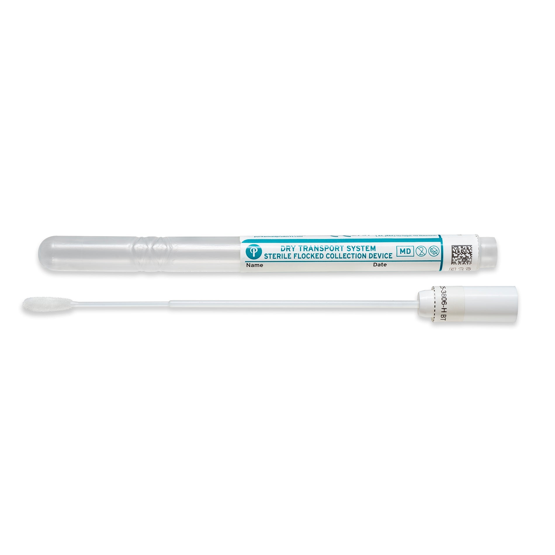 25-3806-U BT - PurFlock Ultra 6’’ Sterile Elongated Flock Swab w/Plastic Handle & Dry Transport Tube