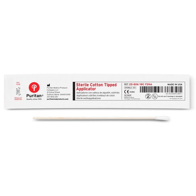 Puritan 6" Sterile DNA-Free Standard Cotton Swab w/Wooden Handle