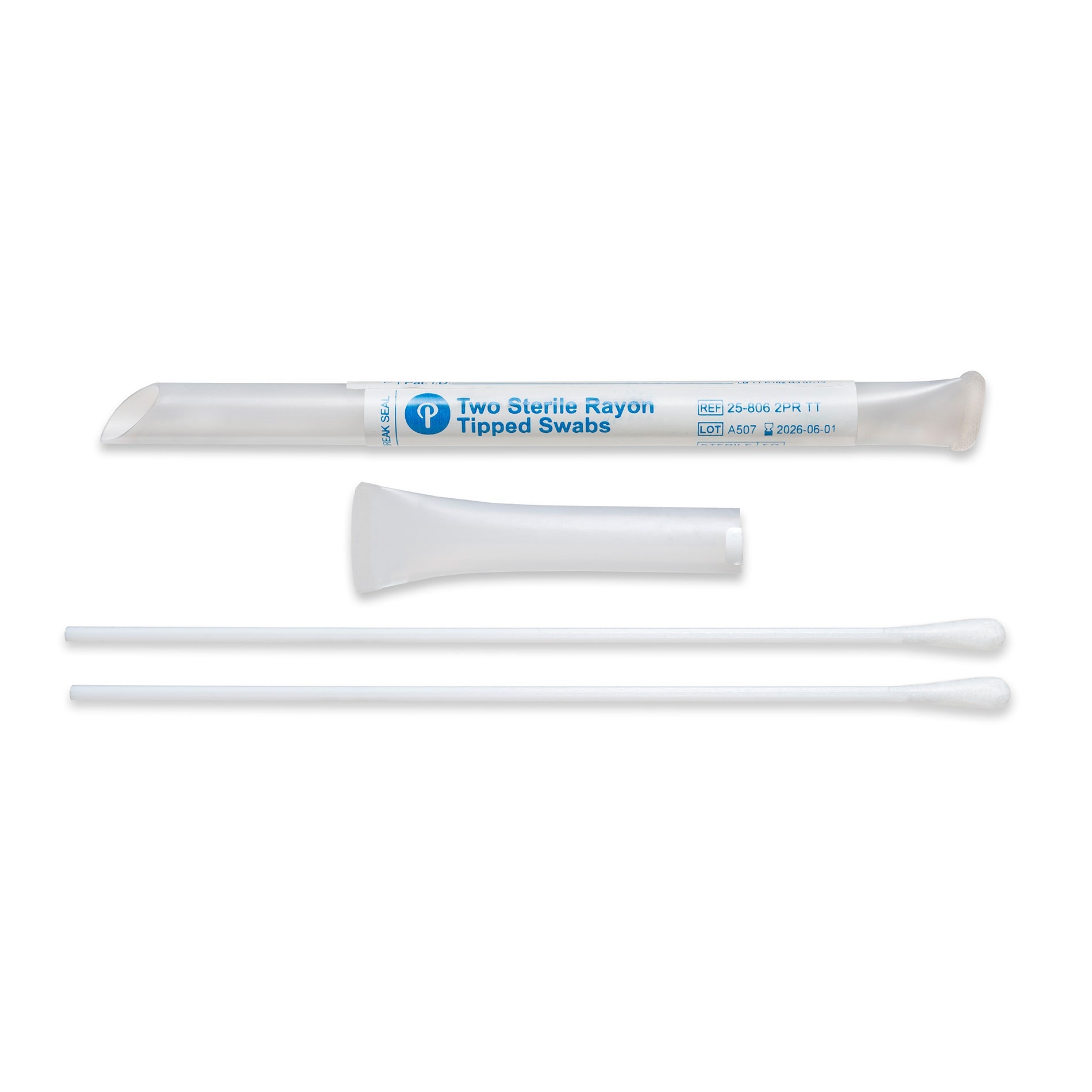 25-806 2PR TT - Puritan 6’’ Sterile Standard Rayon Tipped Swab w/ Plastic Handle & Tube