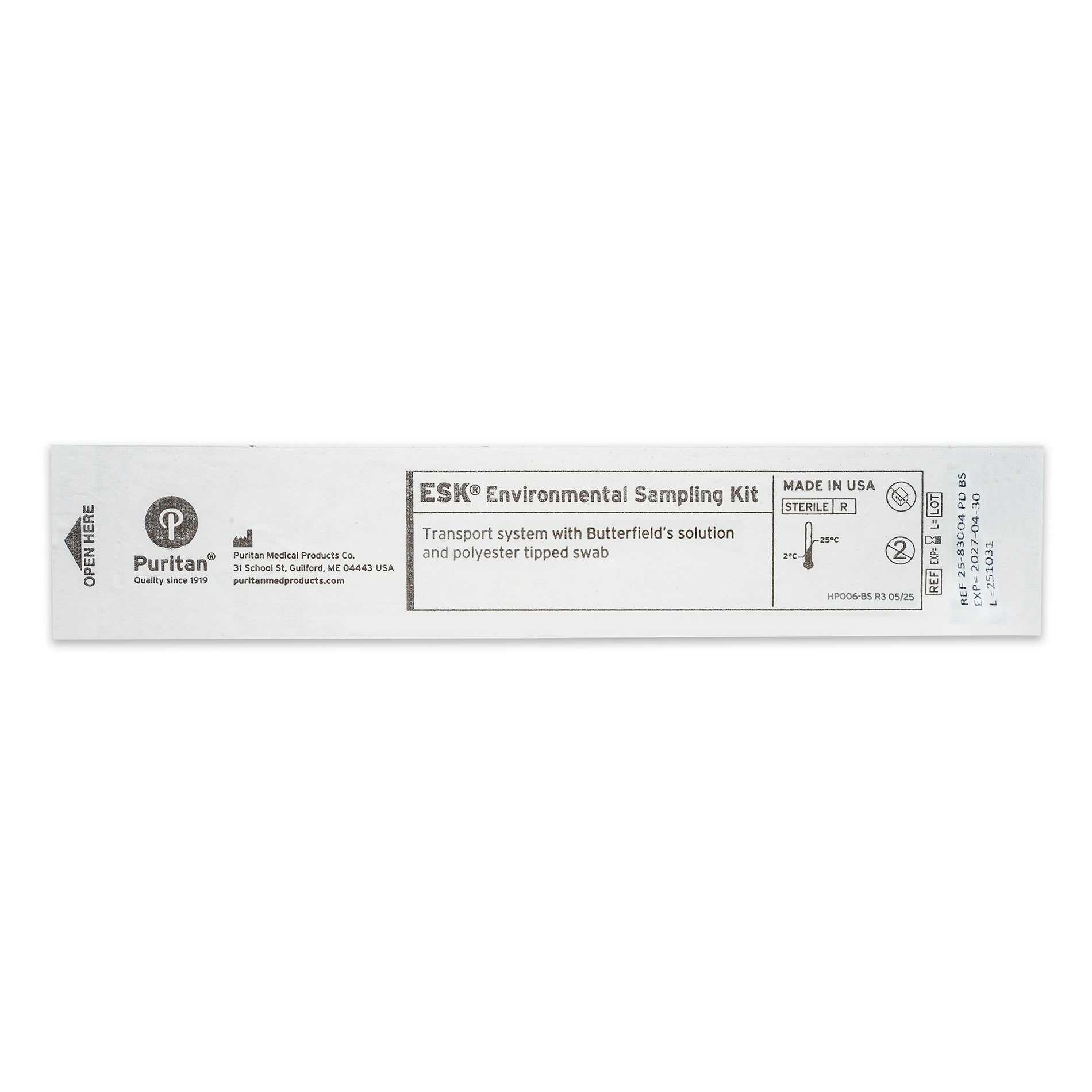 Puritan ESK Sampling Kit - 4" Sterile Polyester Swab & 4ml Butterfield's Solution