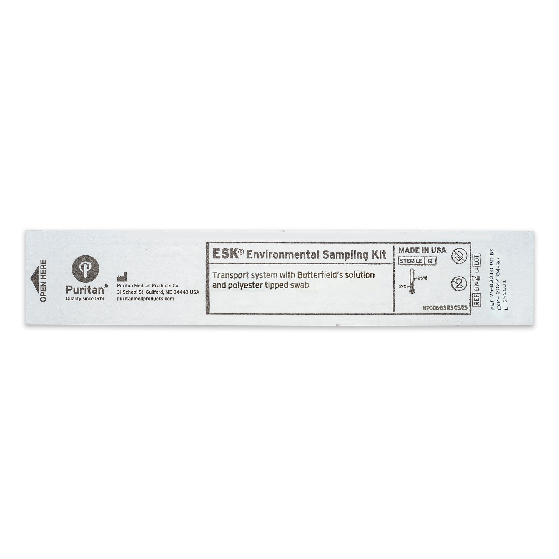 Puritan ESK Sampling Kit - 4" Sterile Polyester Swab & 10ml Butterfield's Solution