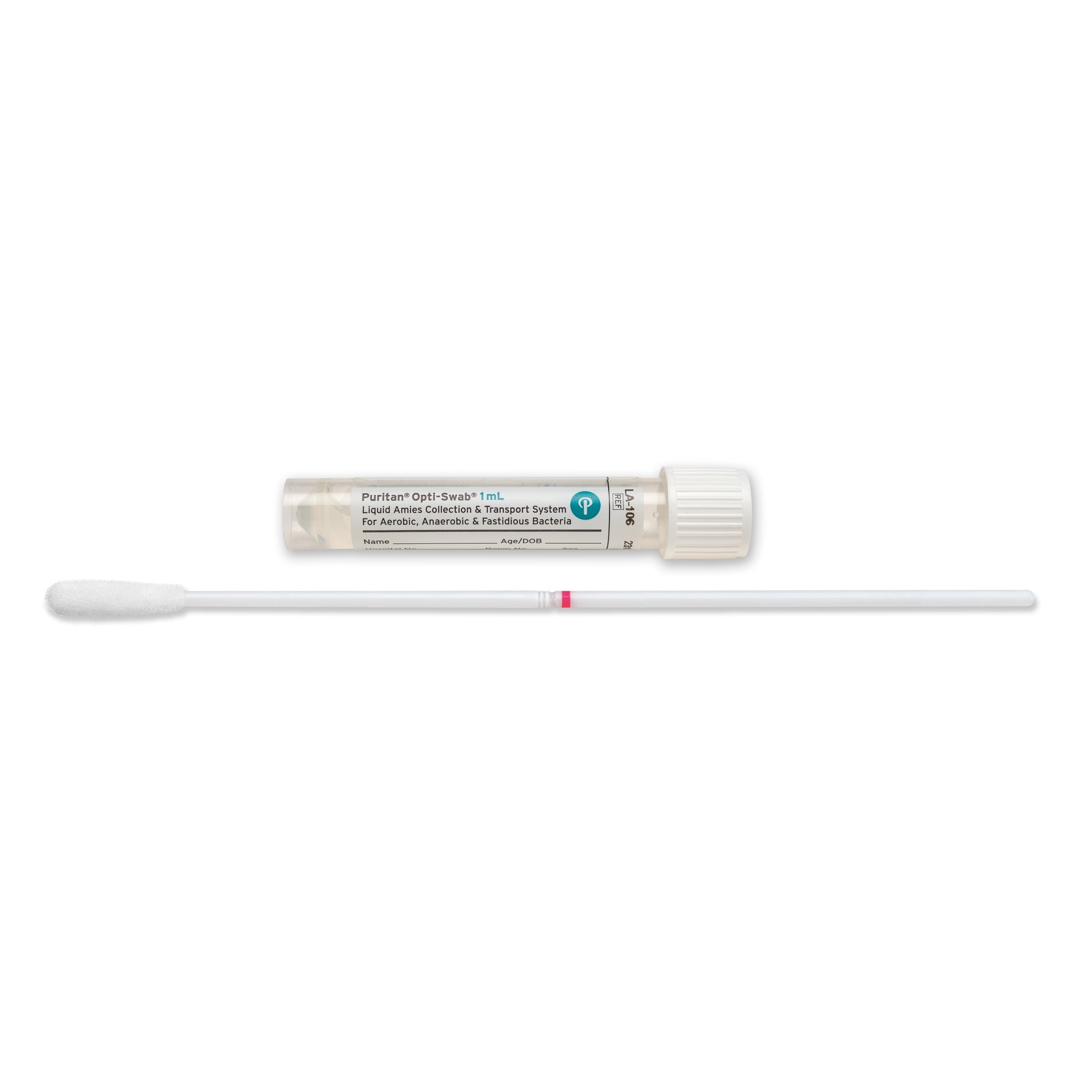 LA-106 - Puritan Opti-Swab Liquid Amies Media Transport System - Sterile Elongated Flock Swab 1ml Medium - LA 106