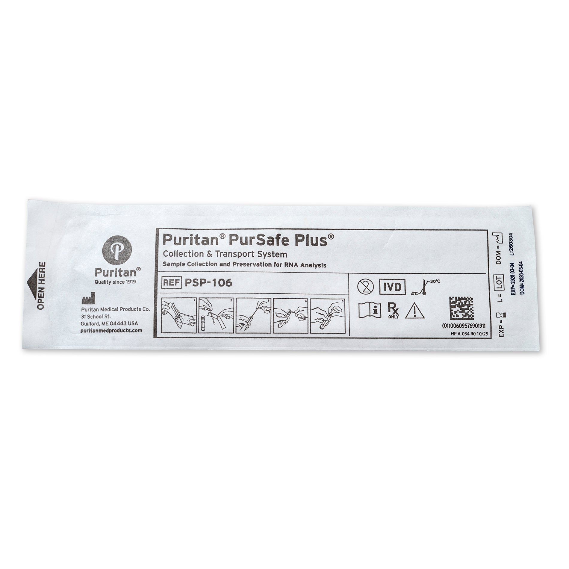 Puritan PurSafe Plus® 1ml MK Buffer and 6" Sterile Large Flock Swab