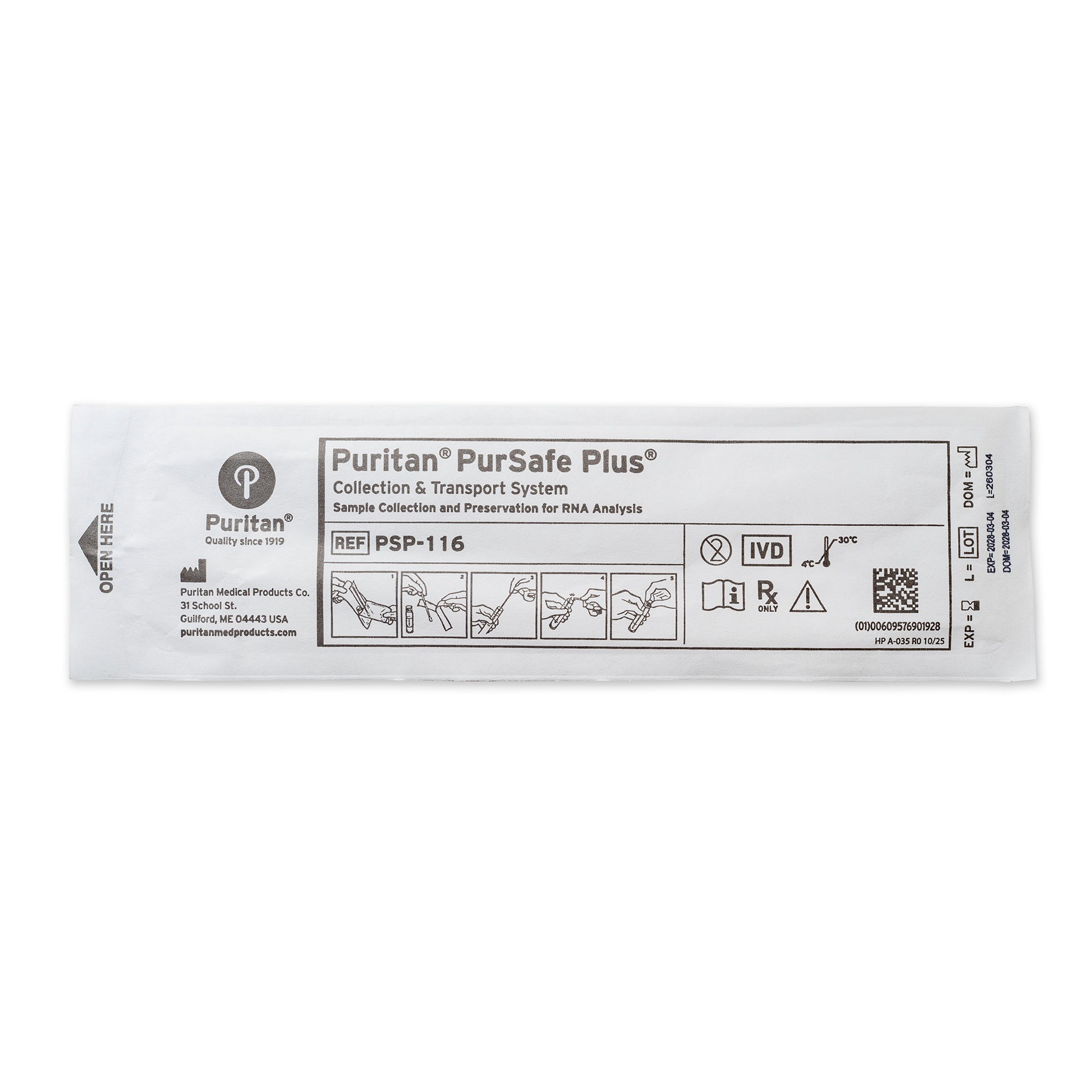 Puritan PurSafe Plus® 1ml MK Buffer and 6" Sterile Mini-Tip Flock Swab