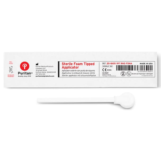 Puritan 5" Sterile DNA-Free Large Round Foam Swab w/Polypropylene Handle
