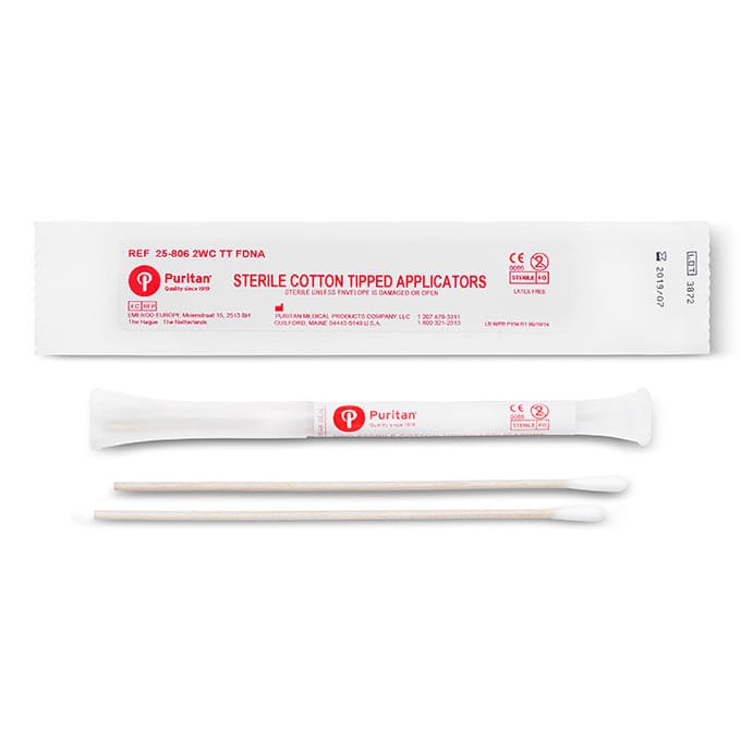 Puritan 6" Sterile DNA-Free Standard Cotton Swabs w/ Wooden Handle & Tube