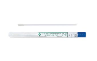 Puritan 6" Sterile Standard Foam Swab w/Plastic Handle & Dry Transport Tube, Blue Cap